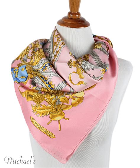 pink and gold hermes scarf|pre owned Hermes scarf.